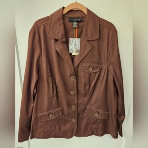 NWT - Venezia Cotton Stretch Brown Casual Blazer - Size 18/20